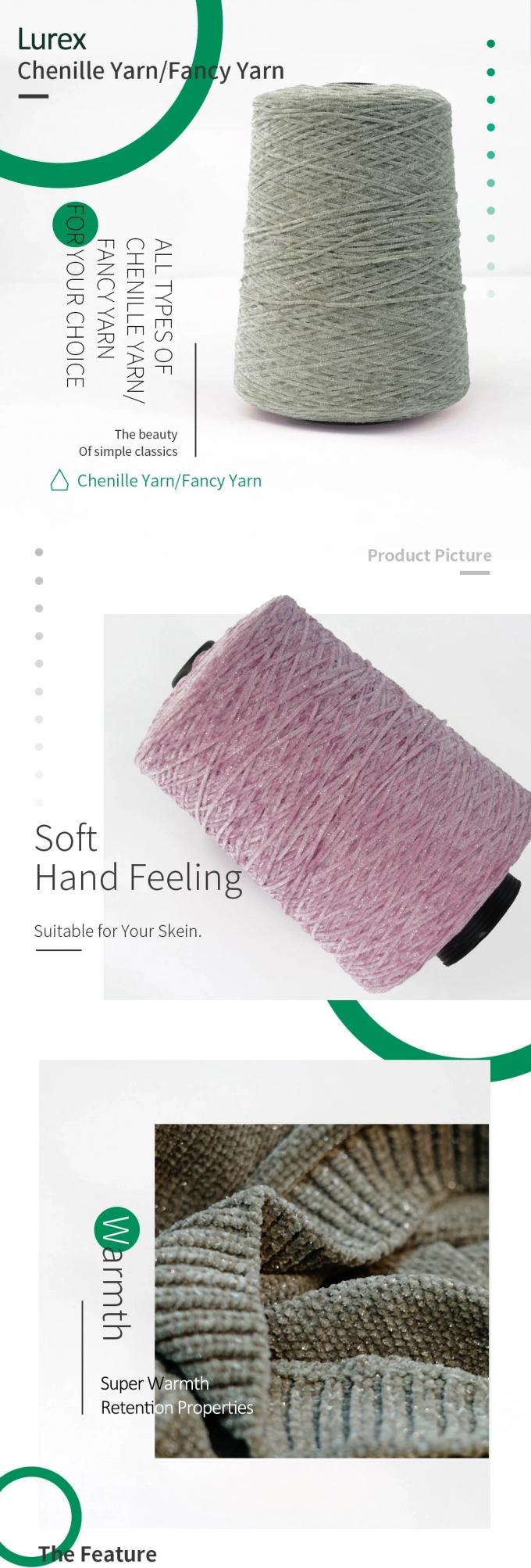 สายเชนิลเล่กระจ่างกระจ่าง 95 โพลีเอสเตอร์ 5 สลิเวอร์ Ne 12NM สีและสีขาวสด 0