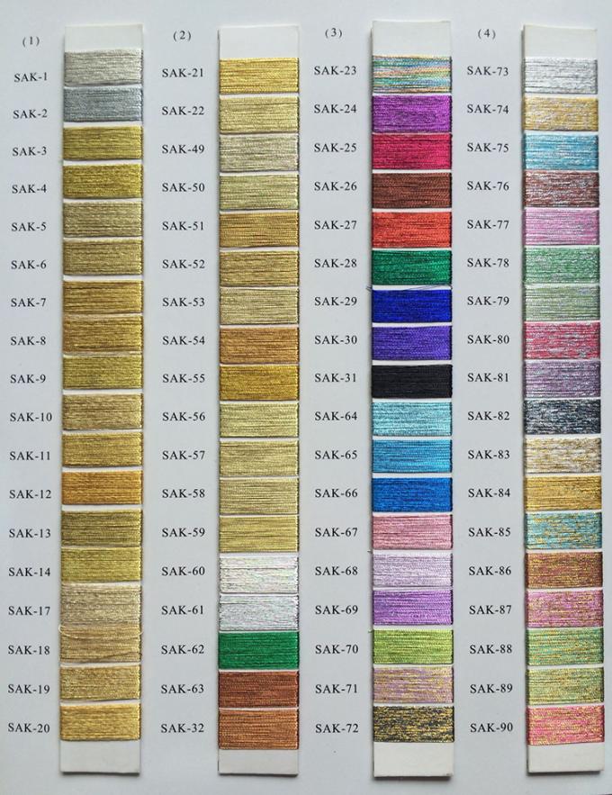 Ms ประเภท Lurex สายขีดทองเหลือง สายเงินโลหะ 75D จํานวนเส้น 1