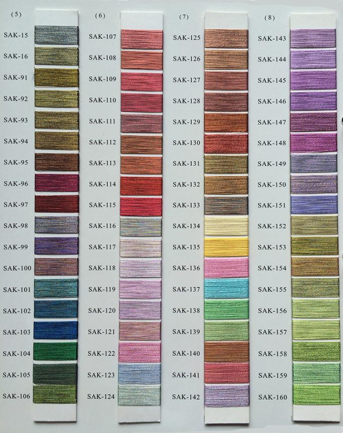 Ms ประเภท Lurex สายขีดทองเหลือง สายเงินโลหะ 75D จํานวนเส้น 2